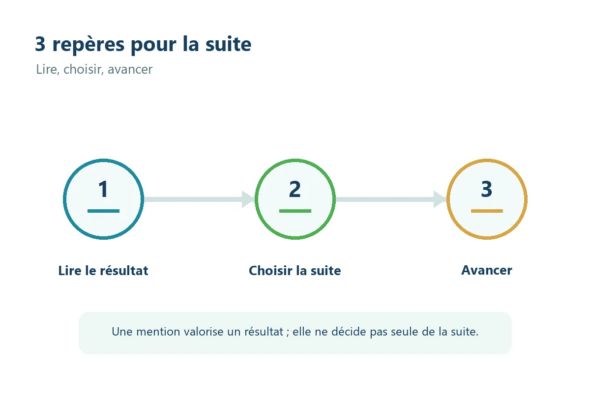 Schéma éditorial en trois étapes pour choisir la suite après un bac sans mention