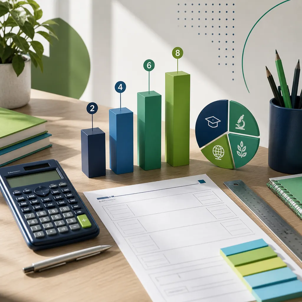 Calculatrice et barres illustrant le poids des coefficients du bac 2027